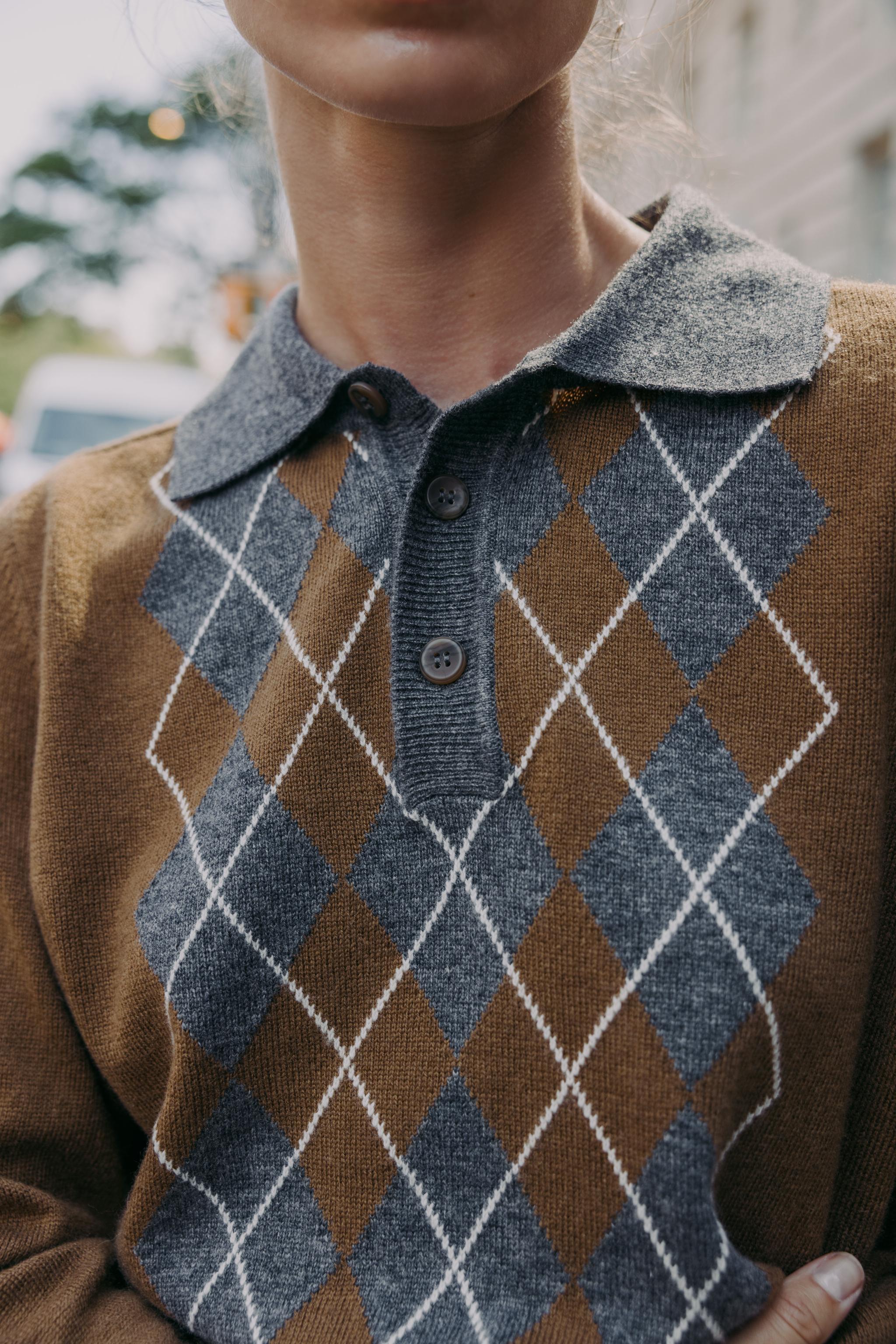 DIAMOND KNIT POLO SHIRT - Light brown | ZARA United States