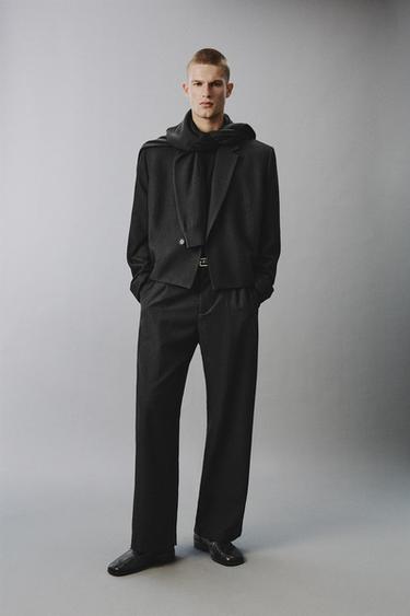 PINSTRIPED SUIT TROUSERS WITH PLEATS - Dark grey by Zara