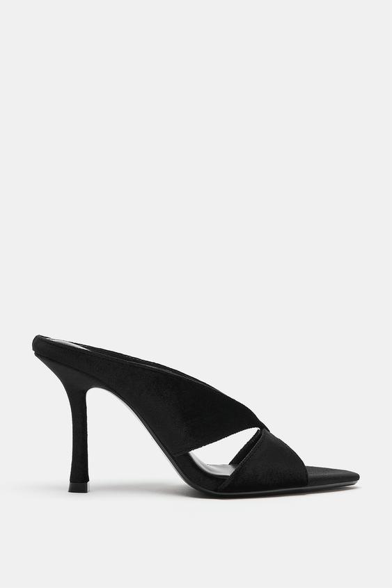 VELVET HEELED SANDALS - Black by Zara - Image 0