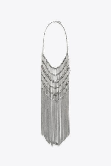 MULTI-CHAIN WATERFALL NECKLACE - Silver by Zara