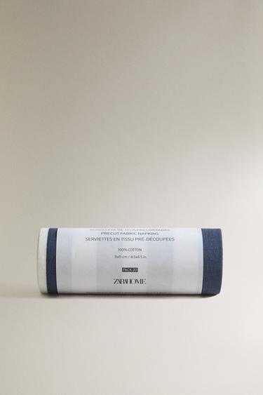 LOT DE 20 SERVIETTES DE TABLE EN COTON RÉUTILISABLES À RAYURES - Bleu / Blanc de Zara - Image 3