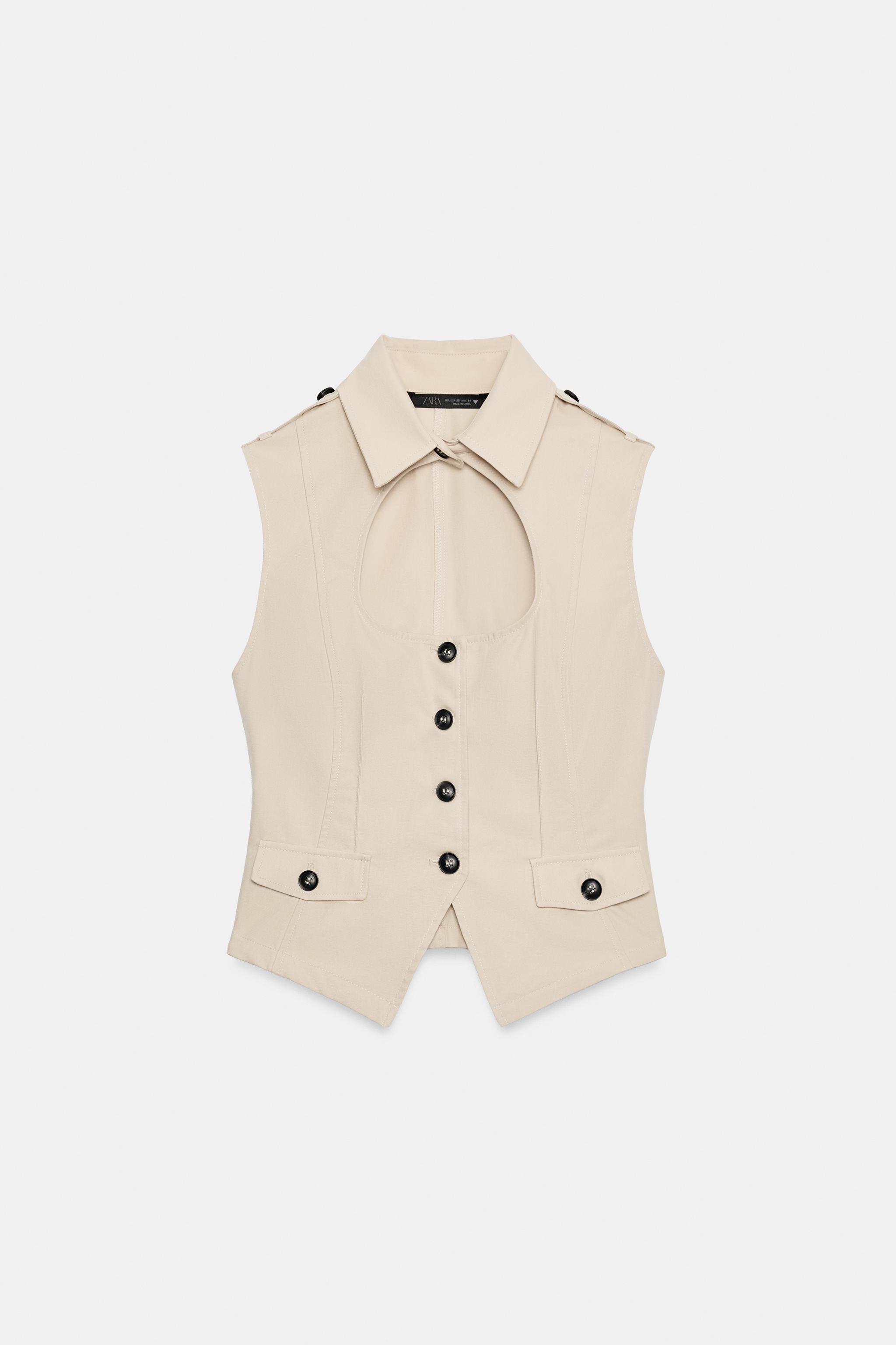 Женские рубашки Zara TRENCH TOP WITH SLIT TOP — фото 7