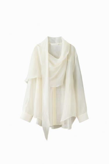 Zara ZW COLLECTION HANDKERCHIEF SHIRT - Ecru