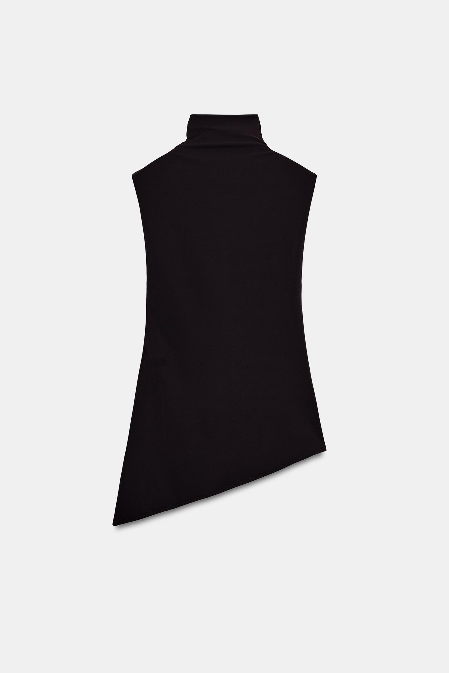 Женский топ Zara Asymmetric Flowy Top, цвет: Тёмный коричневый — фото 2