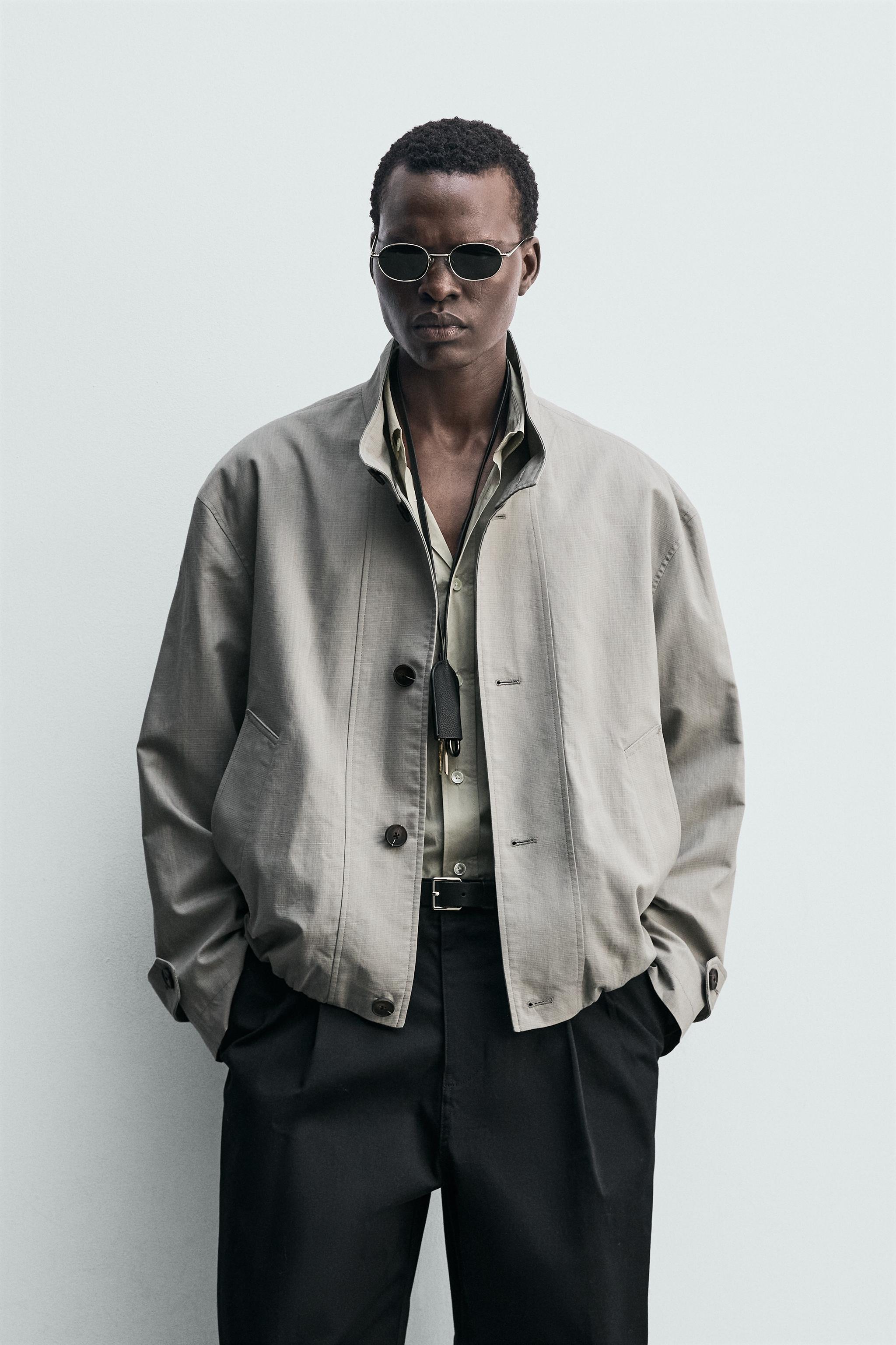 BLOUSON COUPE DÉCONTRACTÉE À CARREAUX TEXTURÉS