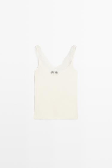 Zara Strappy lace-trimmed camisole top - Ecru - Image 0