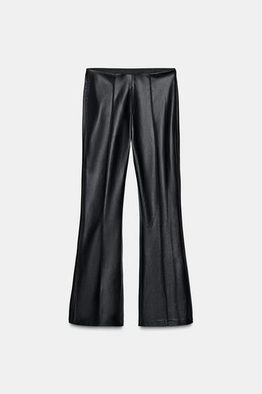LEGGING LÉGÈREMENT ÉVASÉ MATIÈRE SYNTHÉTIQUE - Noir de Zara