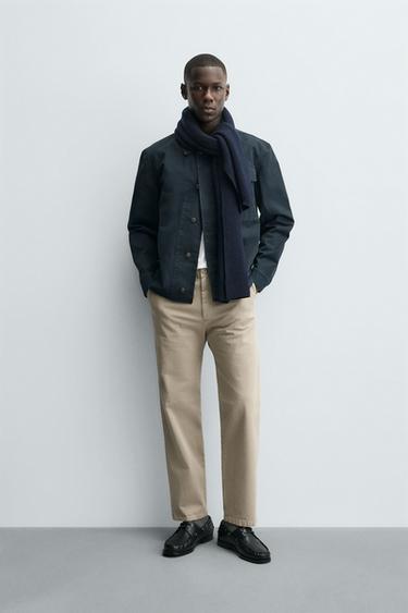 STRAIGHT-LEG TWILL TROUSERS - Beige by Zara