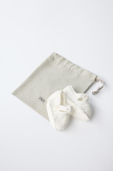 CHUNKY KNIT BOOTIES - Ecru White by Zara - Image 1