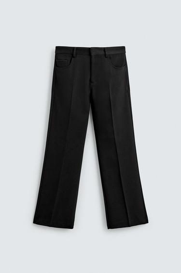 FLARE FIT TWILL TROUSERS - Black by Zara