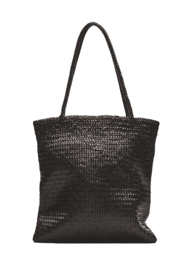 Medium braided nappa leather tote bag — Brown 1