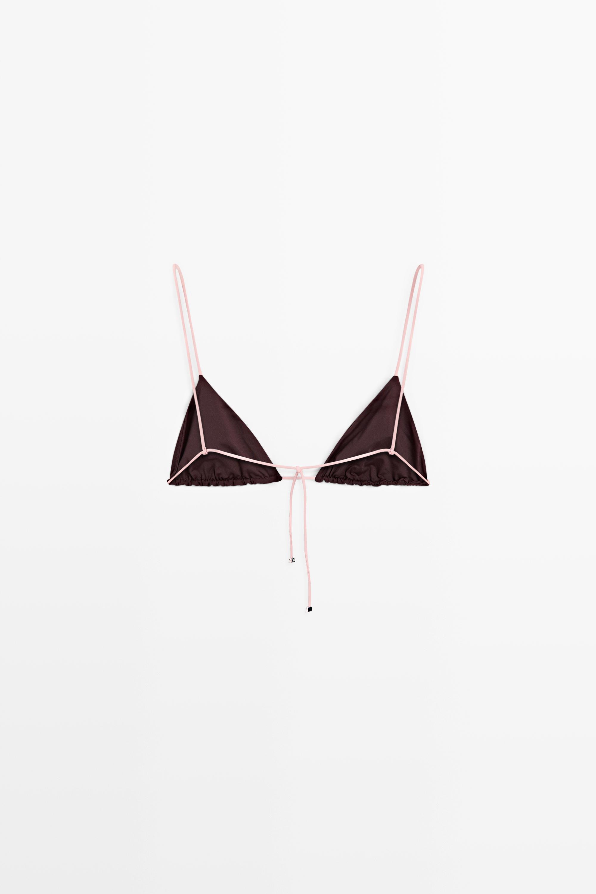 Haut de bikini triangle à nouer contrastant