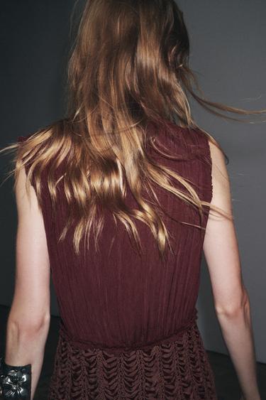 ZW COLLECTION EMBROIDERED WAIST DRESS - Aubergine by Zara - Image 2