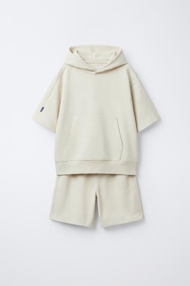 INTERLOCK hoodie AND BERMUDA SHORTS SET - Ecru by Zara