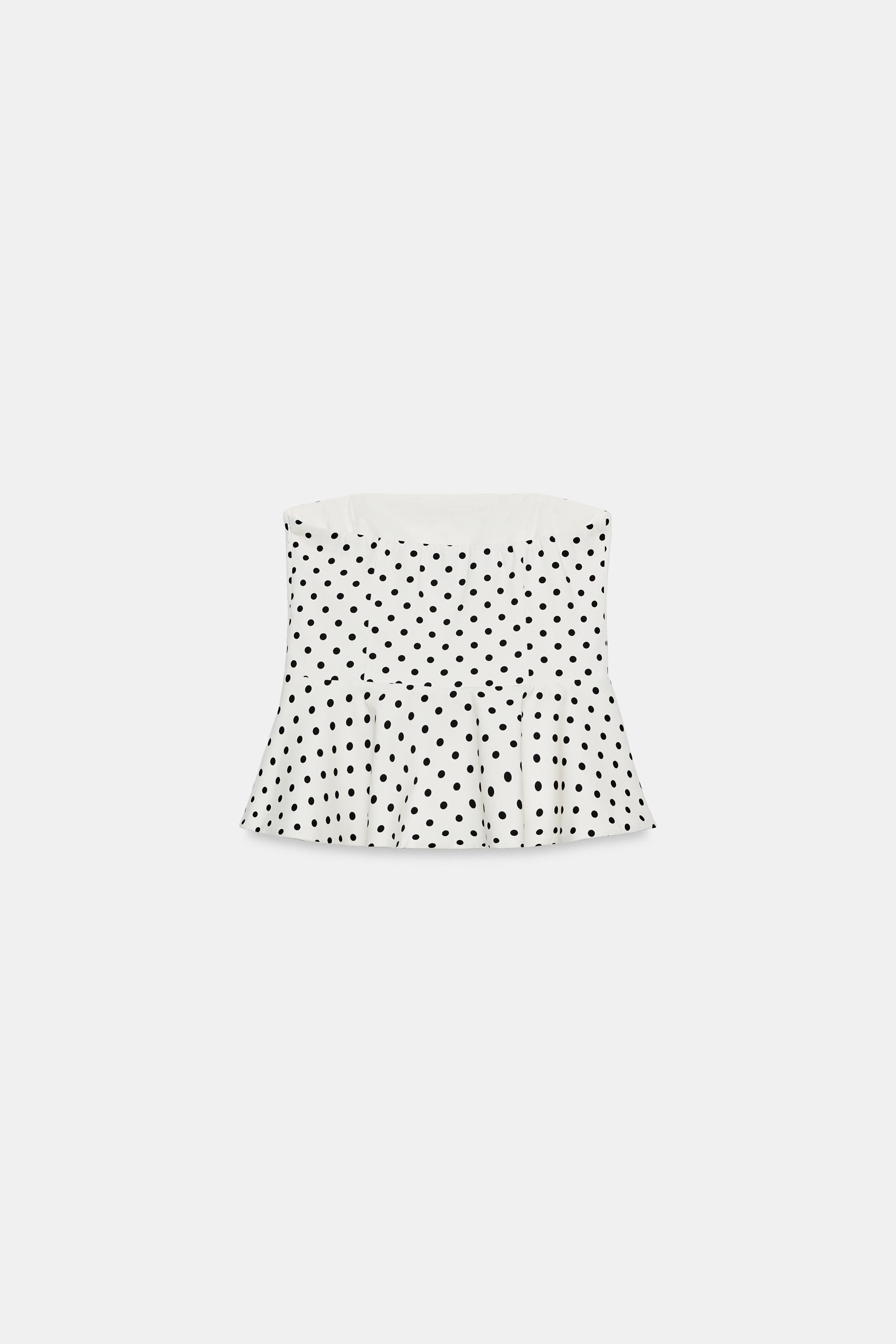 TOP BUSTIER PÉPLUM À POIS