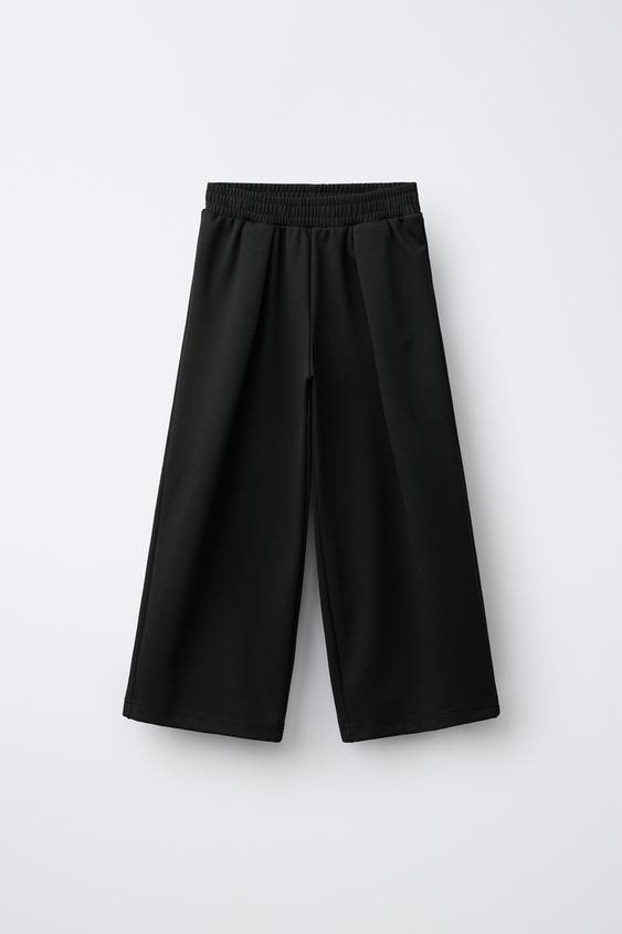 INTERLOCK WIDE-LEG TROUSERS WITH PLEATS - Black by Zara - Image 0