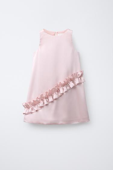 RUFFLED SATIN DRESS - Pink by Zara