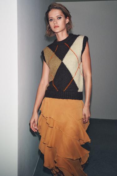 ARGYLE KNIT WAISTCOAT TOP - Multicoloured by Zara - Image 1