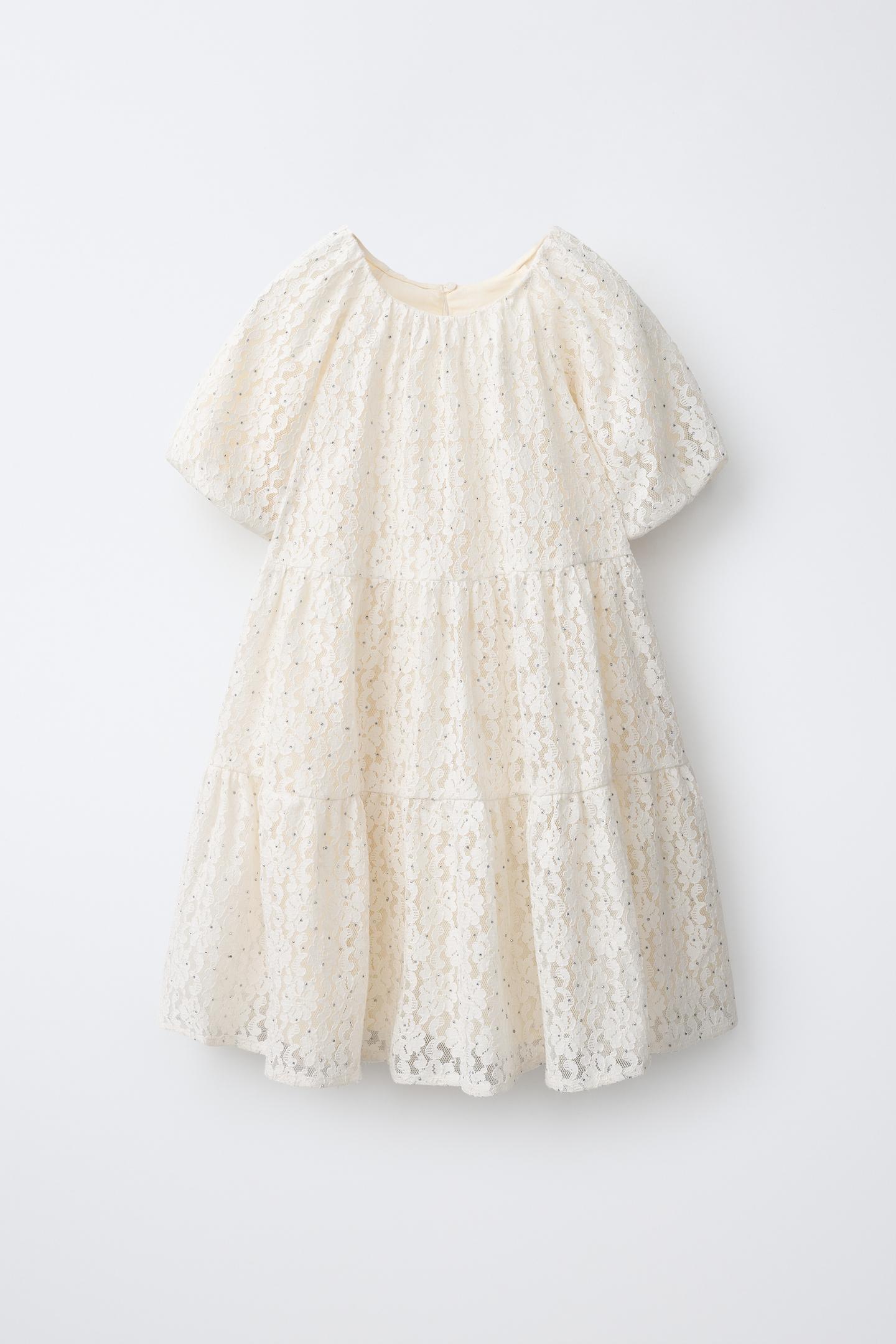Детское платье Zara Lace and Rhinestone, цвет: Экрю