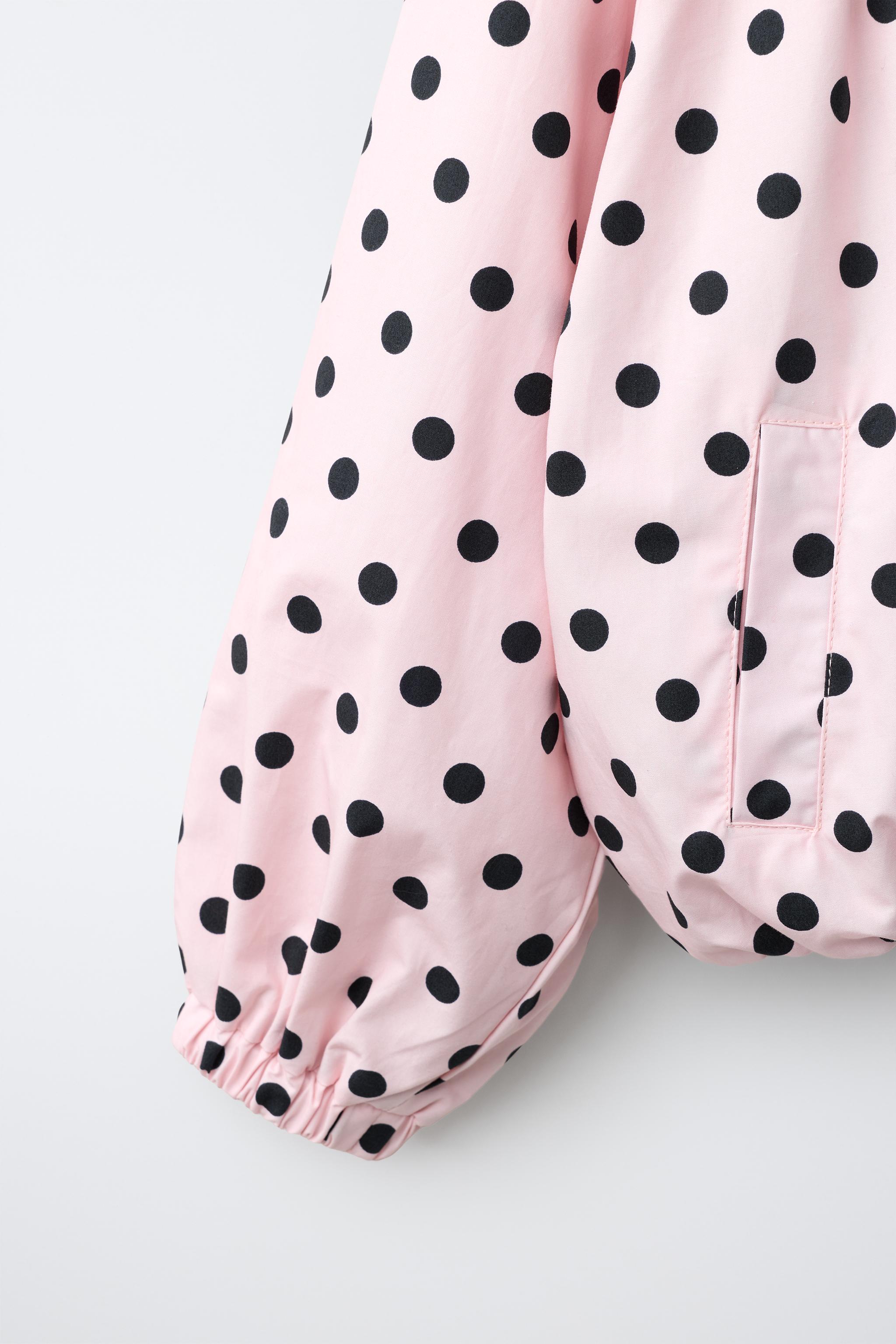 新品 ZARA ドットプリントジャケット ライトピンク色 L ドット柄ボンバージャケット - ピンク | ZARA Japan / 日本