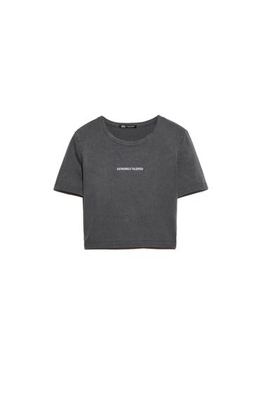 TEXT PRINT SHOULDER PAD SHIRT