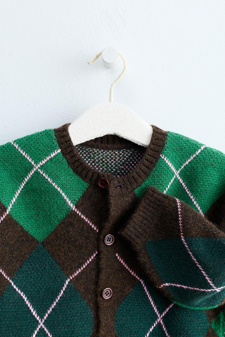 Zara timeless chaqueta punto rombos con lana