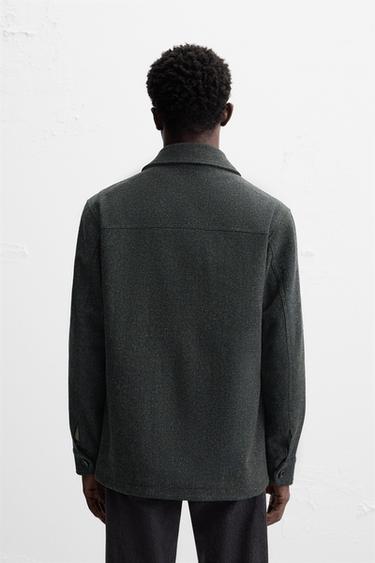 100% WOOL OVERSHIRT WITH POCKETS - Blue marl by Zara - Image 2