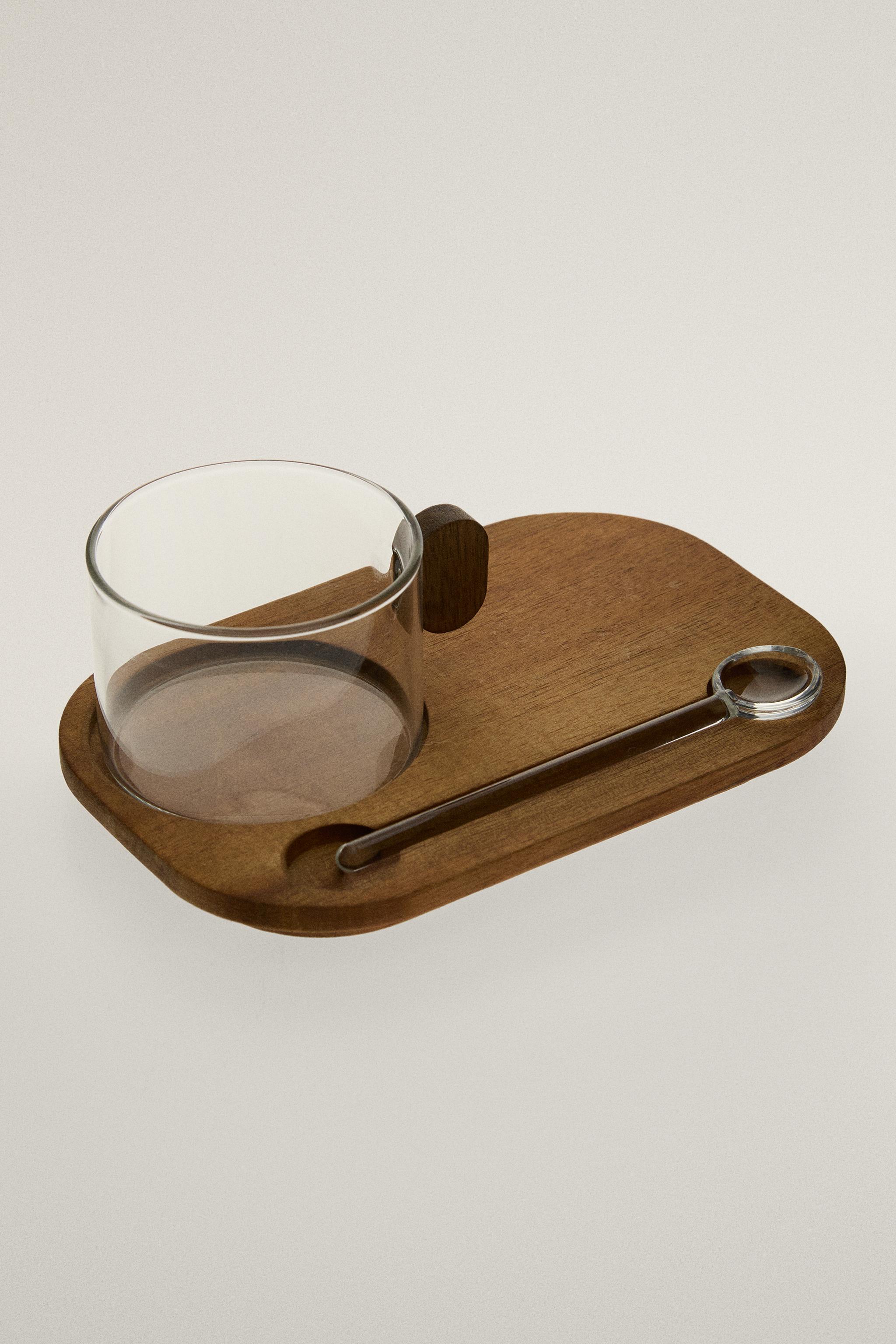 BOROSILICATE GLASS MUG WITH TRAY