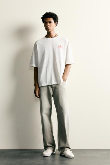 KAMISETA RELAXED FIT ESTANPATU KONBINATUEKIN - Zuri hautsia, Zara-rena - Irudia 0
