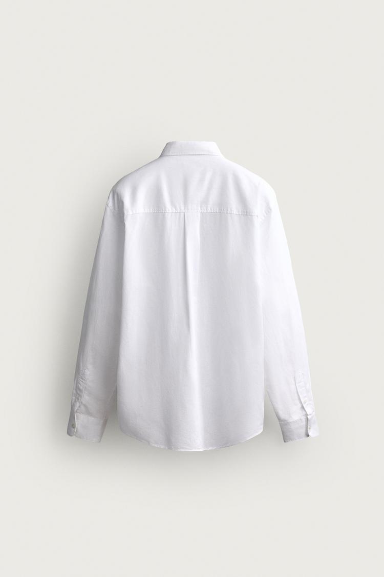 Camisa de corte regular de algodón/lino 5
