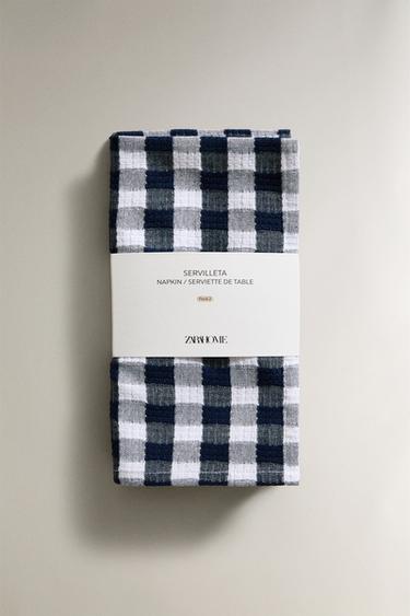 SERVIETTES DE TABLE VICHY CARREAUX (LOT DE 2) - Bleu de Zara - Image 4