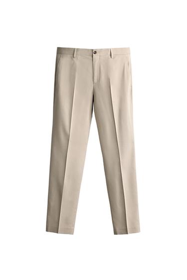 CALÇA REGULAR FIT DE TRAJE - castanho da Zara