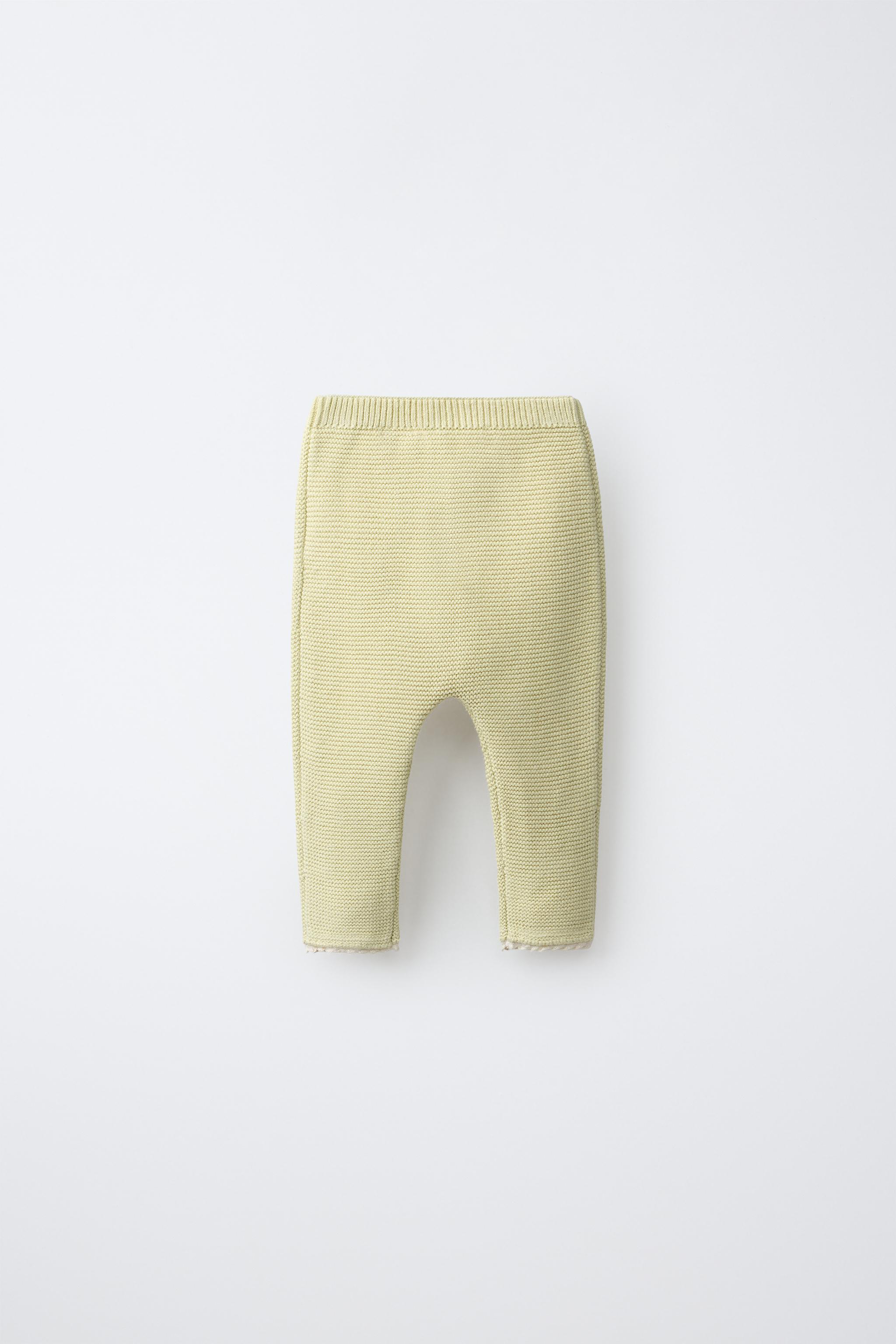 EMBROIDERED LACE KNIT PANTS — Light green