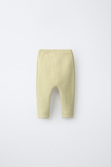 EMBROIDERED LACE KNIT PANTS — Light green 2