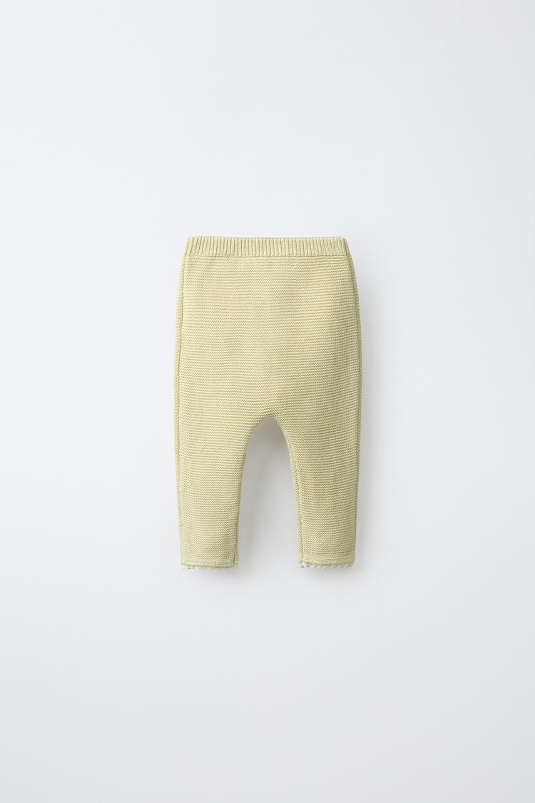 PANTALÓN DE PUNTO CON BORDADO FLORAL Y ADORNO DE ENCAJE 2