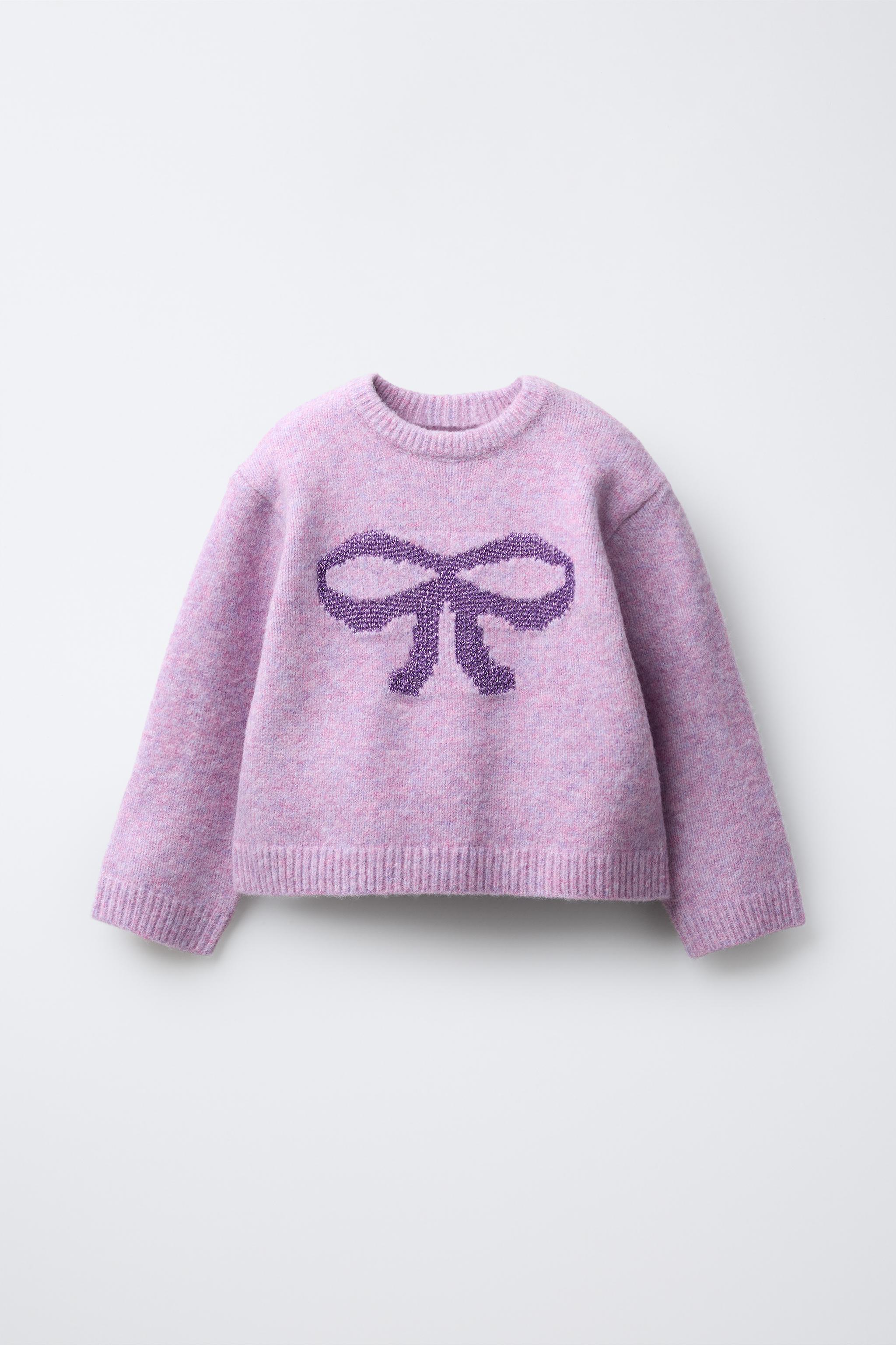 SPARKLY BOW KNIT SWEATER WITH WOOL