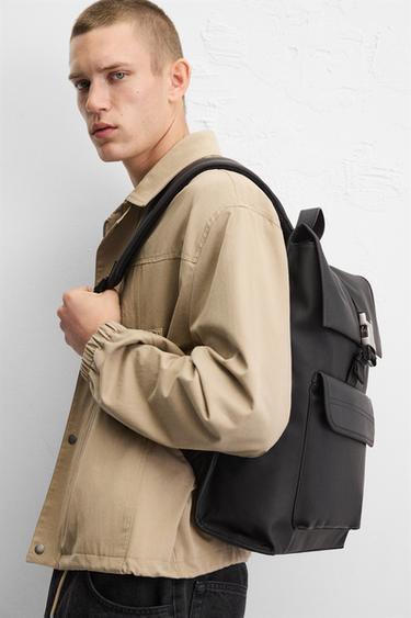 RUBBERISED BACKPACK WITH FLAP - Black by Zara - Image 0