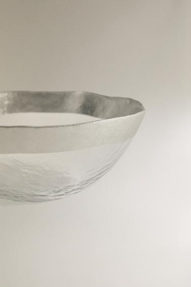 RAISED GLASS BOWL WITH SILVER RIM - Silver by Zara - Image 3