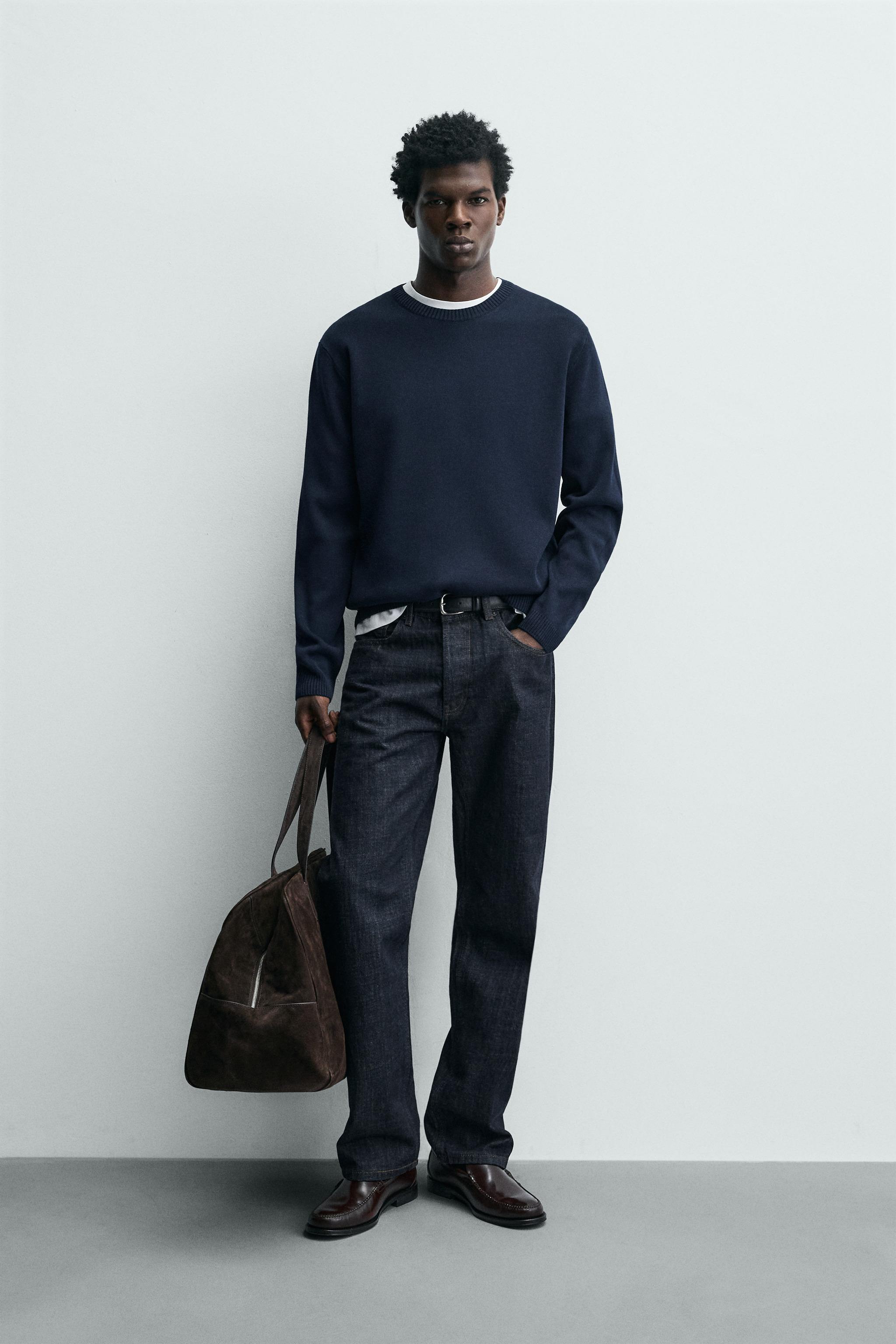 テクスチャー入りコットンセーター - ネイビーブルー | ZARA Japan / 日本