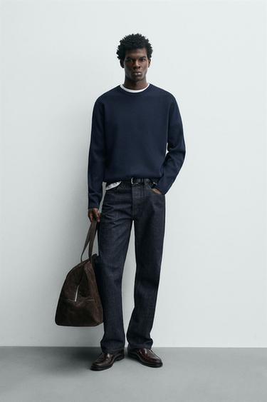 سترة قطنية بتصميم هيكلي - بحري الخاص بـ Zara