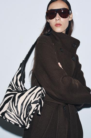 ASYMMETRIC SOFT LEATHER MINI BUCKET BAG - Zebra by Zara