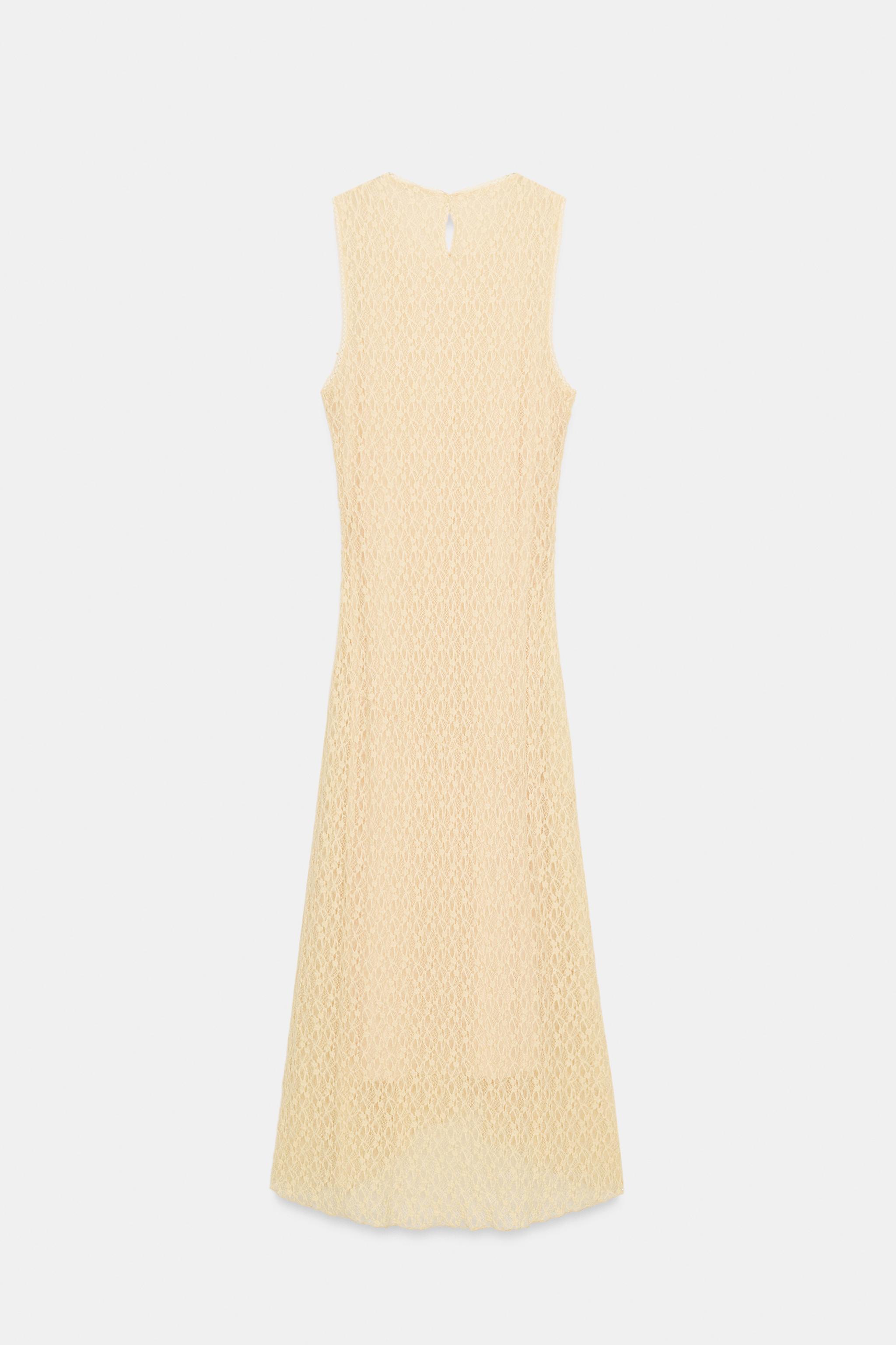 GATHERED LACE MIDI DRESS