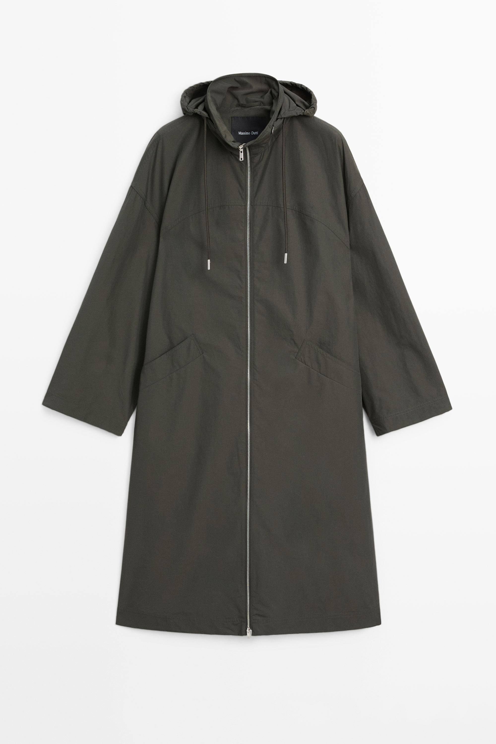 Trench tissu technique à capuche