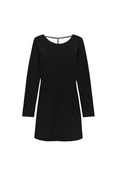 KNIT DRESS WITH CHAIN DETAIL