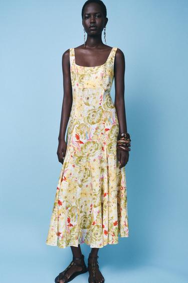 ROBE IMPRIMÉE AVEC LIN ZW COLLECTION - Imprimée de Zara - Image 1