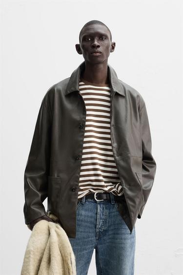 Zara FAUX LEATHER JACKET - Brown