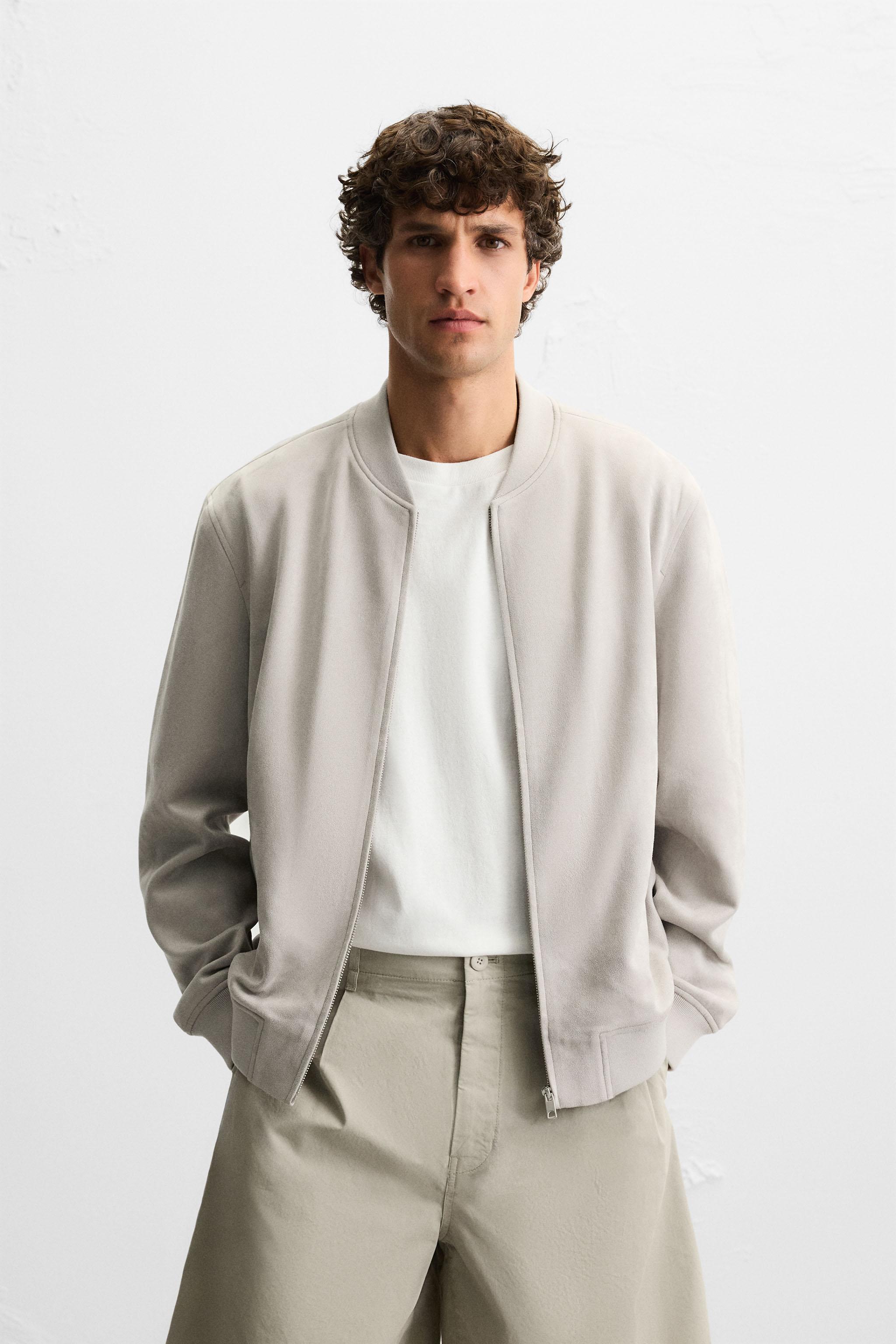 FAUX SUEDE BOMBER JACKET - Beige | ZARA United States