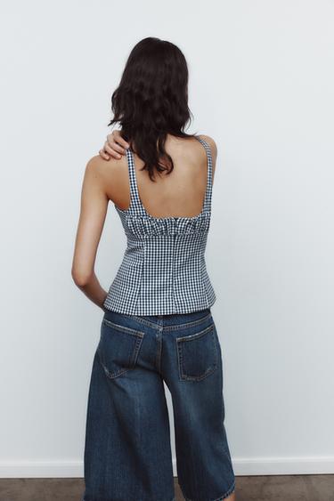 GINGHAM STRETCH TOP - Blue/White by Zara - Image 6