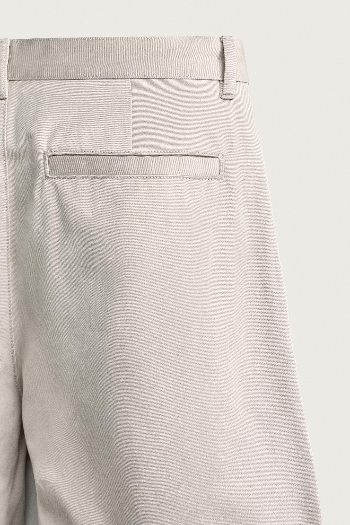 Мужские брюки Zara Straight Relaxed Fit Pocket, цвет: Серо-бежевый — фото 9