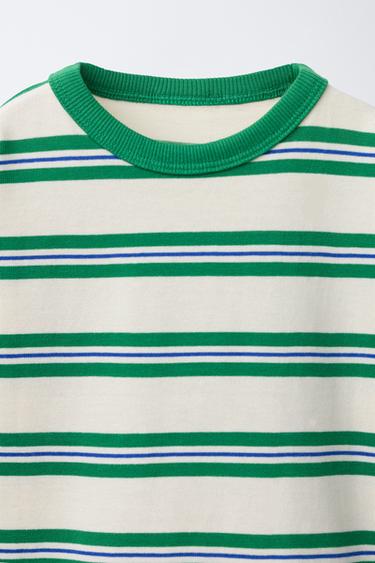 T-SHIRT RAYURES BRODÉES - Blanc / Vert de Zara - Image 2